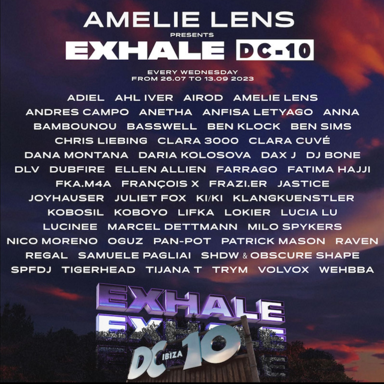 EXHALE Closing Party - DC10 - Wed 13 Sept